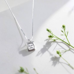 銀黏土課程 寶石項鍊 (方鑽)