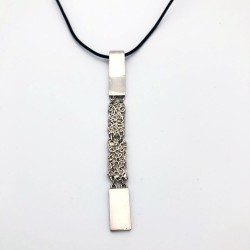 純銀黏土時尚長版項鍊 - 針筒拉花