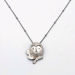 純銀黏土項鍊 - 貓頭鷹