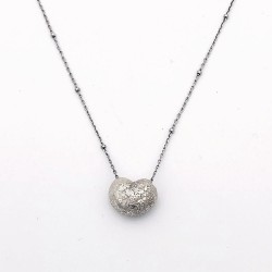 純銀黏土中空霧面項鍊 - 小愛心