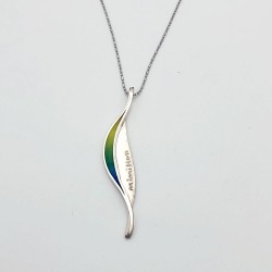 純銀黏土結合UV膠項鍊 - 樹葉