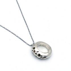 純銀黏土鏤空雕刻項鍊 - 圈一朵花