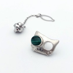 純銀黏土寶石領帶別針 - 貓咪