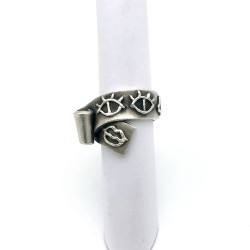 純銀黏土寬版戒指 - 針筒拉花 - 印象派