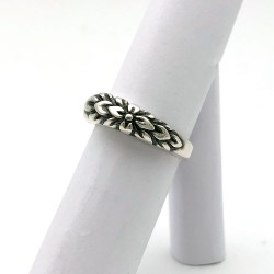 純銀黏土雕刻戒指 - 花朵