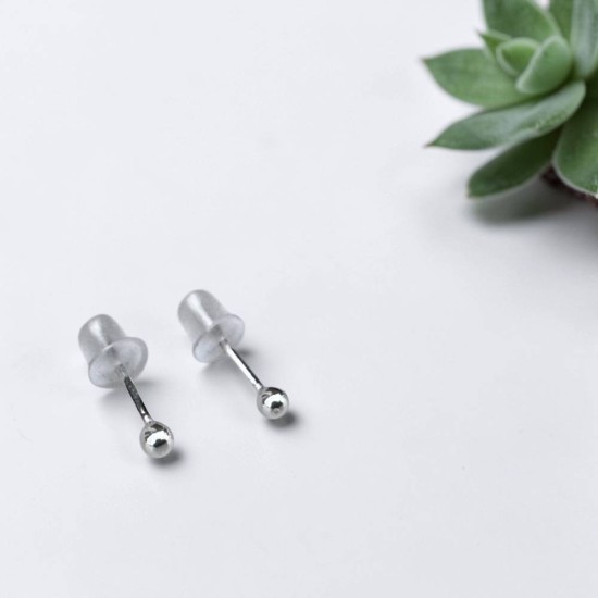 純銀耳環 耳針 耳釘 圓球 (小)