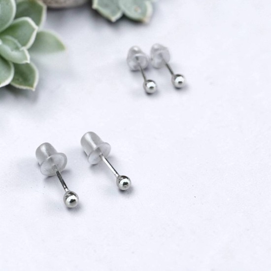 純銀耳環 耳針 耳釘 圓球 (小)