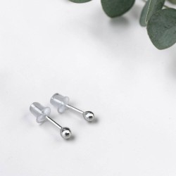 純銀耳環 耳針 圓球 (大)