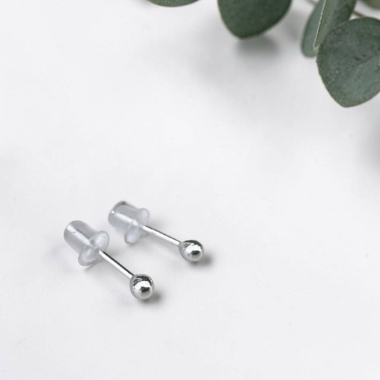 純銀耳環 耳針 耳釘 圓球 (大)