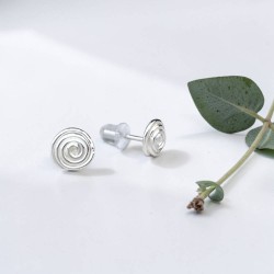 純銀耳環 耳針 螺旋
