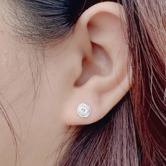 純銀耳環 耳針 耳釘 螺旋