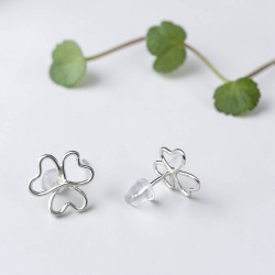 純銀耳環 耳針 酢漿草