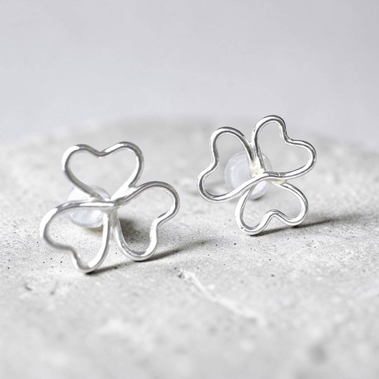 純銀耳環 耳針 耳釘 酢漿草