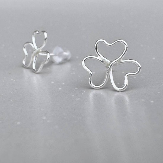 純銀耳環 耳針 耳釘 酢漿草