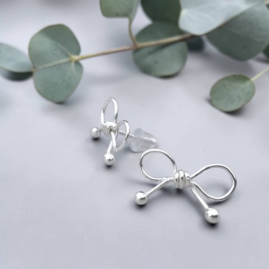 純銀耳環 耳針 耳釘 蝴蝶結