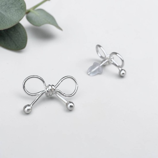 純銀耳環 耳針 耳釘 蝴蝶結