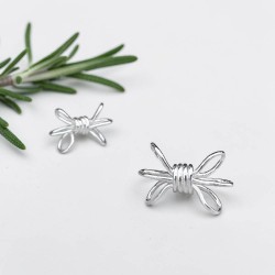 純銀耳環 耳針 三圈蝴蝶結