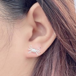 純銀耳環 耳針 三圈蝴蝶結