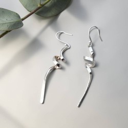 純銀耳環 耳勾 寬版螺旋