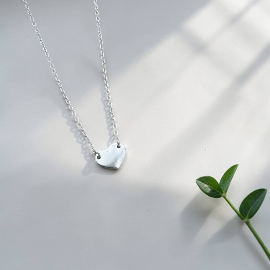 純銀項鍊 愛心鎖片 (兩端固定)