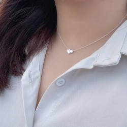 純銀項鍊 愛心鎖片 (兩端固定)