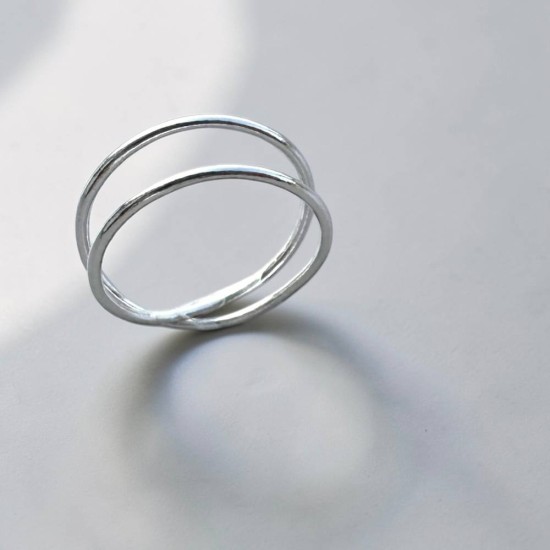 純銀戒指 手作戒指 尾戒 雙圈