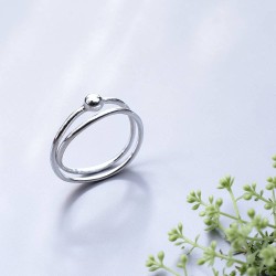 純銀戒指 單珠雙圈