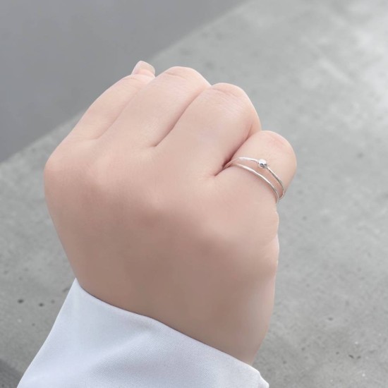 純銀戒指 手作戒指 尾戒 單珠雙圈
