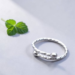 純銀戒指 方線旋轉