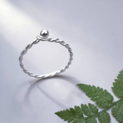 純銀戒指 單珠雙股編織