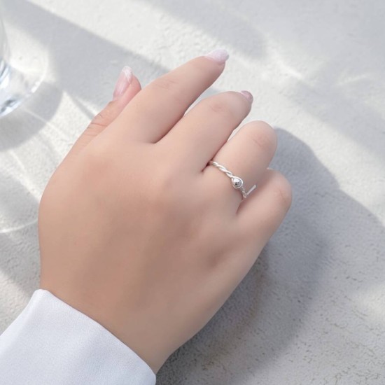 純銀戒指 手作戒指 尾戒 單珠雙股編織