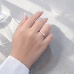 純銀戒指 單珠雙股編織
