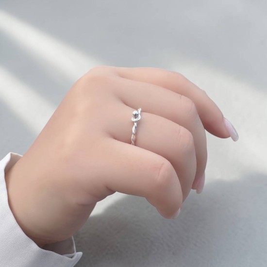 純銀戒指 手作戒指 尾戒 單珠雙股編織