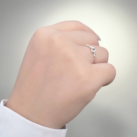 純銀戒指 手作戒指 尾戒 單珠雙股編織