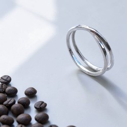 純銀戒指 雙圈方線