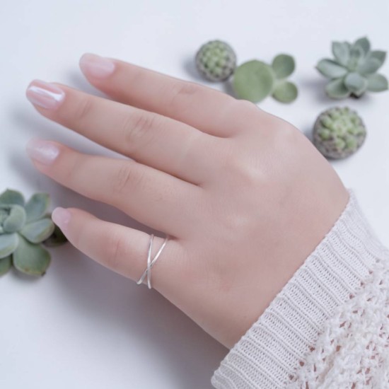 純銀戒指 手作戒指 尾戒 雙圈方線