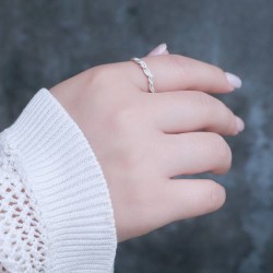 純銀戒指 三股曲線編織