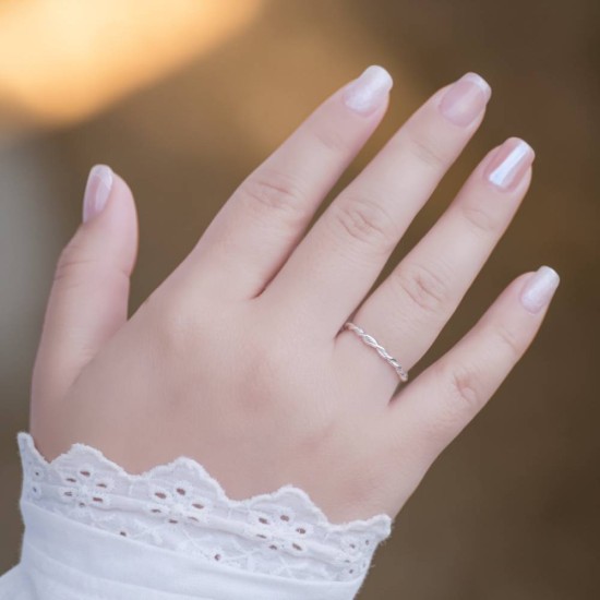 純銀戒指 手作戒指 尾戒 雙股編織