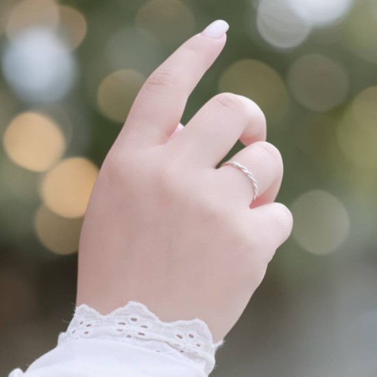 純銀戒指 手作戒指 尾戒 雙股編織