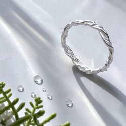 純銀戒指 麻花曲線編織