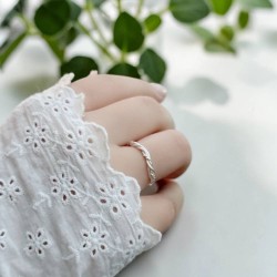 純銀戒指 麻花曲線編織