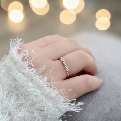 純銀戒指 麻花雙環