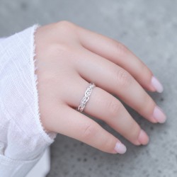 純銀戒指 麻花三股編織