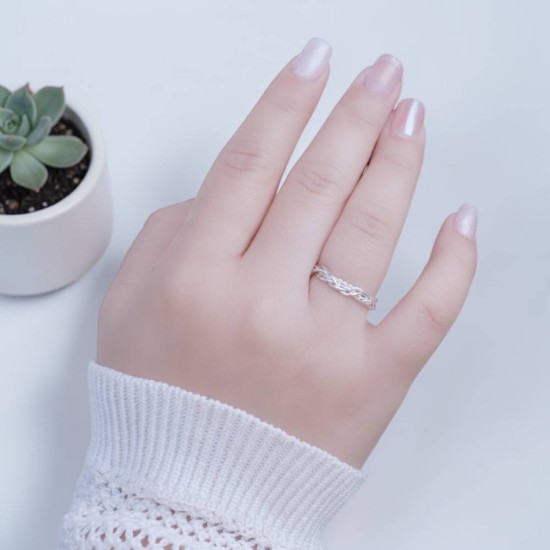 純銀戒指 手作戒指 尾戒 麻花三股編織