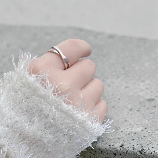 純銀戒指 手作戒指 尾戒 寬版雙圈交叉