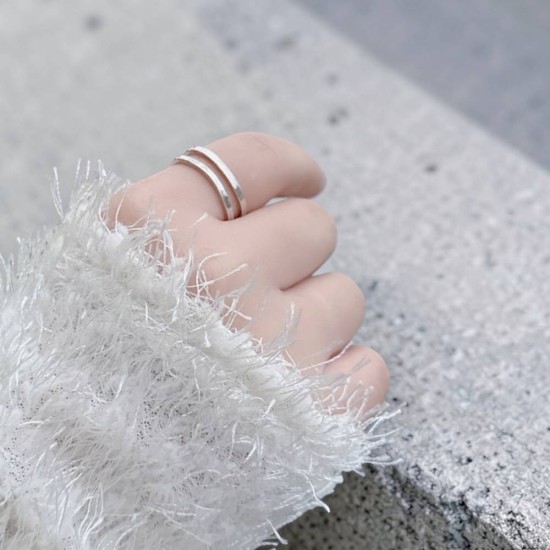 純銀戒指 手作戒指 尾戒 寬版雙圈交叉