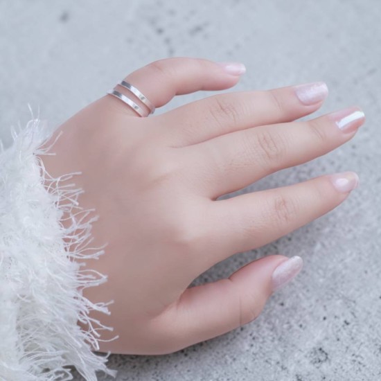 純銀戒指 手作戒指 尾戒 寬版雙圈交叉