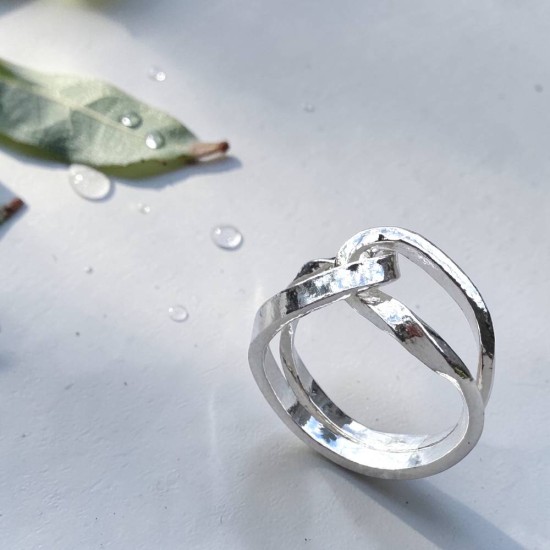 純銀戒指 手作戒指 尾戒 寬版雙U