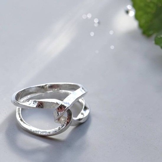 純銀戒指 手作戒指 尾戒 寬版雙U